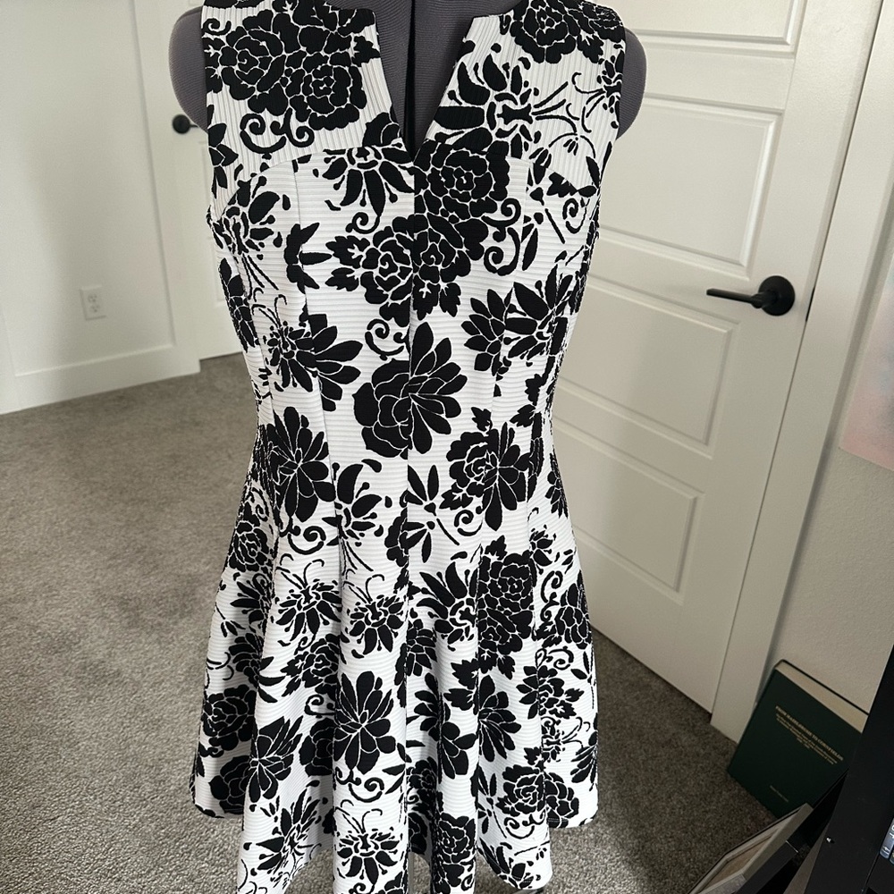 Danny & Nicole Black and White Fit and Flare Mini Dress